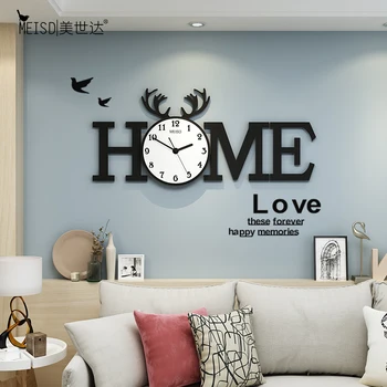 MEISD Home Design Ceas Decorativ de BRICOLAJ Oglindă Autocolante Ceasuri Mari de Cuarț Tăcut Cameră Horloge Negru Wall Art Transport Gratuit
