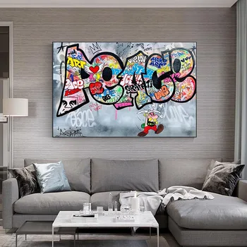Viața Este Bună Graffiti Panza Pictura Arta de Perete Postere si Printuri Decorative Arta de Perete pentru Living Decorul Camerei