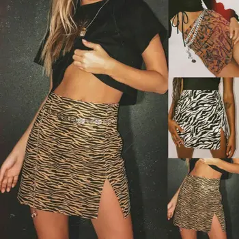 Femei Fusta Mini Cu Talie Înaltă Leopard Zebra Print Petrecere Clubwear Casual, De Cocktail Scurt Îmbrăcăminte Elegant Direct Moale Fuste W3