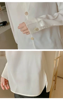 Biroul Bluza Tricouri 2020 Toamna anului Nou Șifon Bluza Femei cu Maneci Lungi Casual Alb Îmbinat Femei Tricouri Moda Blusas 520H