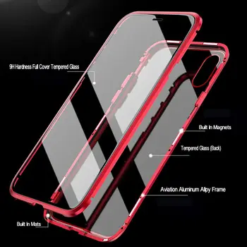 360 Magnetic de Adsorbție Mat Cazuri Pentru iPhone 11 XS MAX XR X 8 7 6S 6 Plus SE 2020-Side Dublu Capac de Sticla rezistent la Șocuri Caz