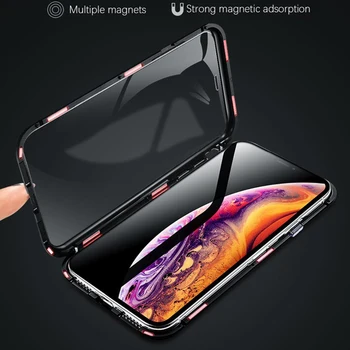 360 Magnetic de Adsorbție Mat Cazuri Pentru iPhone 11 XS MAX XR X 8 7 6S 6 Plus SE 2020-Side Dublu Capac de Sticla rezistent la Șocuri Caz