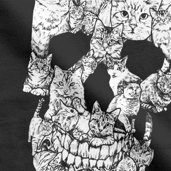 Pisica unic Craniu Schelet de Groază Înfricoșător T-Shirt pentru Barbati din Bumbac Tricou Pisoi Goth, Gotic, Punk Halloween Teuri Idee de Cadou de Îmbrăcăminte