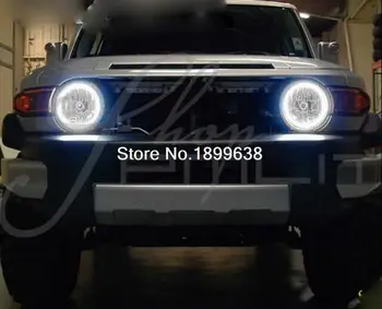 2 buc Super luminoase 7 culoare RGB LED Angel Eyes pentru Toyota FJ Cruiser 07-14 Faruri LED Halo Inger Demon Ochi Inele