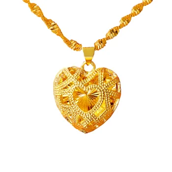 Aur pur de Culoare hollow inima / waterdrop / Forma rotunda Pandantiv Colier pentru femei / Fete,Aur 24K Umplut Moda Bijuterii femei