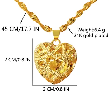 Aur pur de Culoare hollow inima / waterdrop / Forma rotunda Pandantiv Colier pentru femei / Fete,Aur 24K Umplut Moda Bijuterii femei