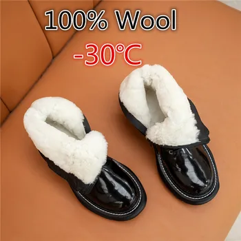 Asumer 2021 vânzare fierbinte plat pantofi casual femei cizme de zăpadă din piele dantela-up zip confortabil iarna glezna cizme pentru femei
