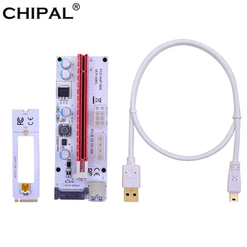 CHIPAL 60CM VER008S unitati solid state M. 2 M pentru a PCI-E 16X Riser Card PCIE Extender cu SATA 6pini 4Pin Putere pentru ETH Bitcoin Miner