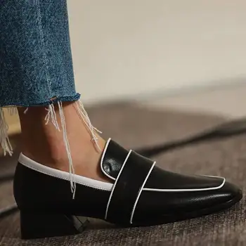 Femei Pompe 2020 Toamna Cu Toc Mic Deget De La Picior Pătrat Femei Pantofi De Vara Concis Lucru Pantofi Doamnelor Stil Britanic Culori Amestecate Sandale