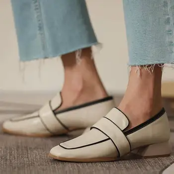 Femei Pompe 2020 Toamna Cu Toc Mic Deget De La Picior Pătrat Femei Pantofi De Vara Concis Lucru Pantofi Doamnelor Stil Britanic Culori Amestecate Sandale