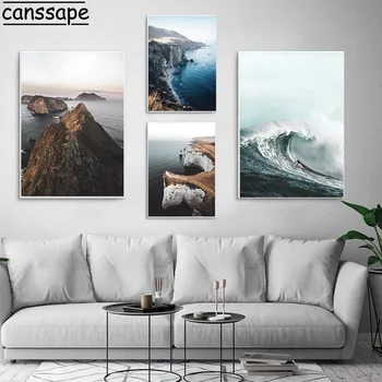 Litoral Peisaj Panza Pictura Seascap Wall Art Print Poster Surf Citate Imagine Poster De Perete Imagini Scandinave Decor Acasă