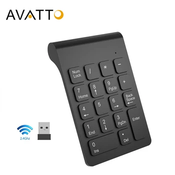 AVATTO Dimensiuni Mici 2.4 GHz Wireless USB Mini Tastatura Numerică tastatura Numerică 18 Taste Tastatură Digitală pentru Teller Laptop Notebook Tablete