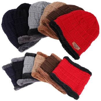 Oamenii de toamnă și de iarnă tricotate de bumbac capace cald și confortabil, plus catifea groasă mască de schi pălării pentru femei Căciuli Chelioși os