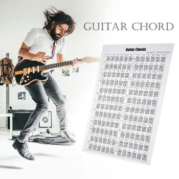 Chitară Electro-Acustică Practică Diagramă Coardă Cu 6 Corzi Chitara & Scară Graficul Autocolante Instrument De Învățare De Muzică Ajutor File