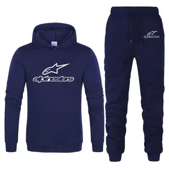 Alpinestars Nou Brand Trening Casual Hoodies Pentru Bărbați Imbracaminte Două Seturi de Piese De Gros Rosu Tricou + Pantaloni Sport Costum 3XL