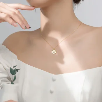 INZATT Real Argint 925 Placat cu Stele Pandantiv Rotund Cravată Colier Pentru Femei de Moda de petrecere Cute Fine Bijuterii Accesorii