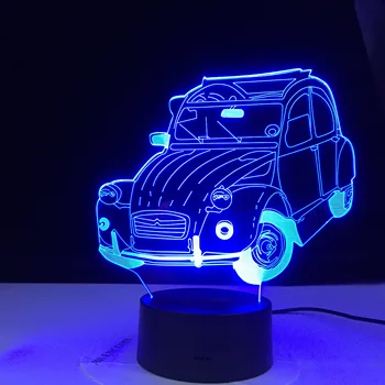 Mașină de epocă Rece de masini Clasice 3d Lampa 2cv Iluzie a Condus Lumina de Noapte Acasă Decorare Dormitor Copil Adult Decor de Birou Lumina de Noapte