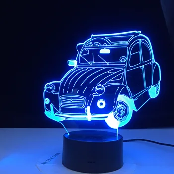 Mașină de epocă Rece de masini Clasice 3d Lampa 2cv Iluzie a Condus Lumina de Noapte Acasă Decorare Dormitor Copil Adult Decor de Birou Lumina de Noapte