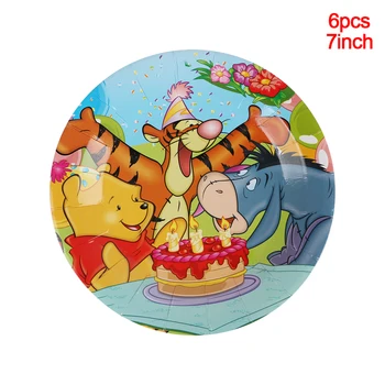 68/57/56/24BUC Disney Winnie the Pooh Copil de Dus Partidul de Decorare Ziua de nastere Seturi Banner sac de Paie Cupa Placă de Masă Consumabile