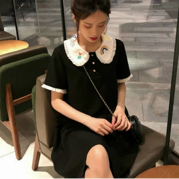 Femei rochie coreea Style Fată Dulce și Proaspăt Moda Casual, Toate-meci de Vacanță Vrac Femei pe Genunchi-lungime Vara Noi de Vânzare Fierbinte Supradimensionat