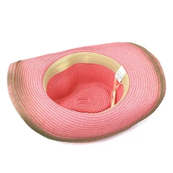 Pălării de soare barbati femei vara primavara margine largă panama gradient culoare curea trupa pălării de paie derby roz star print hip hop bărbați pălării de soare