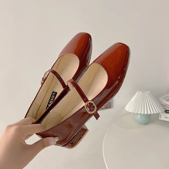 Cu fusta cuvânt catarama Mary Jane pantofi cu toc retro mid-toc mic, pantofi din piele pentru femei de vară 2020 nou sălbatic pantofi