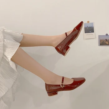 Cu fusta cuvânt catarama Mary Jane pantofi cu toc retro mid-toc mic, pantofi din piele pentru femei de vară 2020 nou sălbatic pantofi