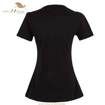 SISHION Tricou Femme TS201P 2021 Negru Roz Alb Rosu Maneca Scurta din Bumbac pentru Femei Vintage tricou camisas mujer de Sus