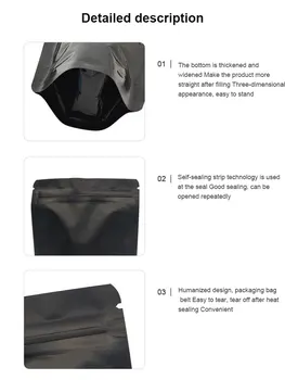 10buc Sac Vertical Negru Mat Folie de Aluminiu Auto-Etanșare Sac Doypack Praf de Cafea Piuliță de protecție Solară Sac de Depozitare Consumabile Bucatarie