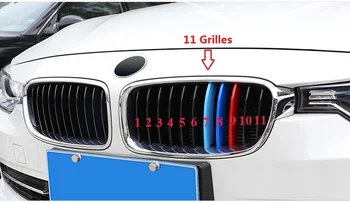 3D Styling M Grila Fata Benzi grill Acoperi Autocolante Pentru perioada-2017 BMW seria 4 F32 F33 F36 420 425 430 435 ( 11 Grile)