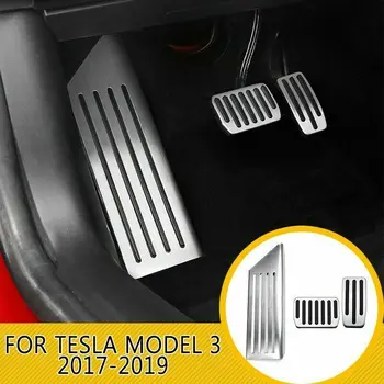 Aliaj de aluminiu Pedala de Picior Pentru Tesla Model 3 2016 - 2019 Accelerator de Gaze de Combustibil Pedalei de Frână Restul Pedala de Tampoane Rogojini Acoperi Styling Auto