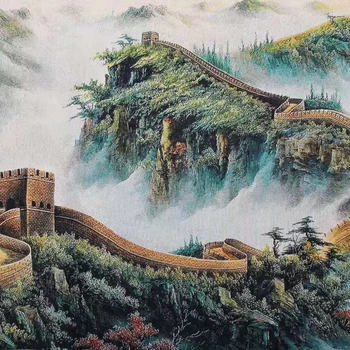 160x60cm/ Chineză de mătase broderie pictura peisaj - Marele Zid Chinezesc