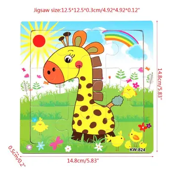 Puzzle din lemn Puzzle-uri pentru Copii de Varsta 2-5 Toddler Puzzle 9 Piese Învățământ Preșcolar Jucării de Învățare de Animale Set de Puzzle-uri