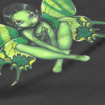 Verde Fluture Fantezie zână tricou de Imprimare Bumbac Moda Negru Amuzant Bărbați Îmbrăcăminte 23939