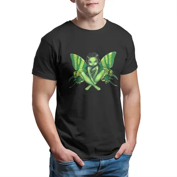 Verde Fluture Fantezie zână tricou de Imprimare Bumbac Moda Negru Amuzant Bărbați Îmbrăcăminte 23939