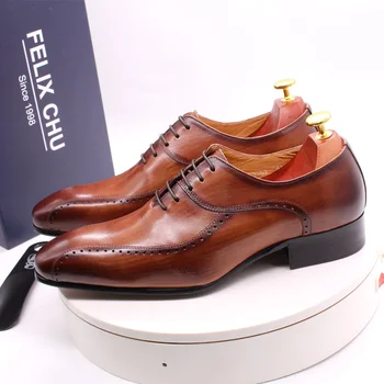 Dimensiunea 38-47 de Înaltă Calitate Mens Pantofi eleganți din Piele de Lux Petrecere de Nunta de sex Masculin Pantofi Dantela-Up Subliniat Oxford Business Pantofi pentru Bărbați