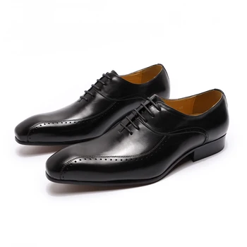 Dimensiunea 38-47 de Înaltă Calitate Mens Pantofi eleganți din Piele de Lux Petrecere de Nunta de sex Masculin Pantofi Dantela-Up Subliniat Oxford Business Pantofi pentru Bărbați