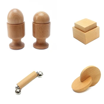 Materiale Montessori Jucării Pentru Sugari Obiect Montarea Exercițiu Ou Cupa Cupa Minge Cutie Cub Două Monede Rotund Din Lemn Masiv De Mână Apucând Jucărie