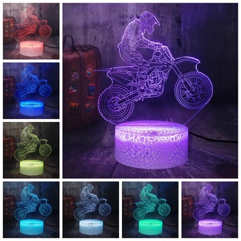 Motocicleta se răcească 3D Lumina de Noapte În 7 Culori Schimbare de Birou LED-uri Lampa de Masa 3D Iluzie Lămpi Pentru Decor Dormitor pentru Băieți Ziua lampa Jucarii