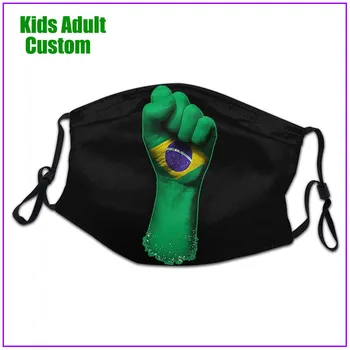 Copii Barbati Femei Steagul Braziliei Pe Un Ridicat Pumnul masca de fata reutilizabile scut de protecție antivirus lavabil pânză modele personalizate