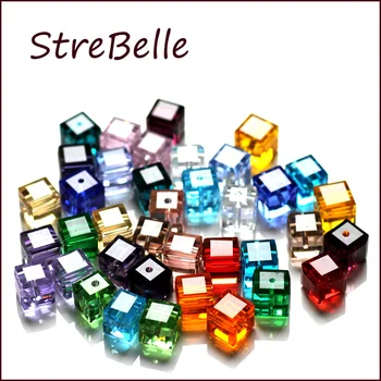 100buc/Sac 4mm 6mm 8mm Cristal Margele de Sticla Fatetate de Formă Pătrată Cub Margele Vrac pentru a Face Bijuterii Multi-color