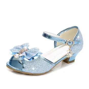 VOGUEON Fete Glitter Princess Pantofi 5 Culori de Vara Sandale Copii Toc mic domnisoara de Onoare la Nunta Pantofi de Partid Elsa Sofia Pompe