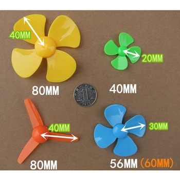 50PCS Multicolor Patru Palete Elice cu Diametrul de 40mm Jucării Fan Blade 2 mm Ax Paleta de Plastic pentru DIY Barca RC/Aeronave cu Aripă Fixă
