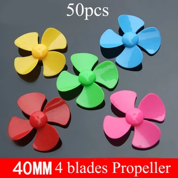 50PCS Multicolor Patru Palete Elice cu Diametrul de 40mm Jucării Fan Blade 2 mm Ax Paleta de Plastic pentru DIY Barca RC/Aeronave cu Aripă Fixă