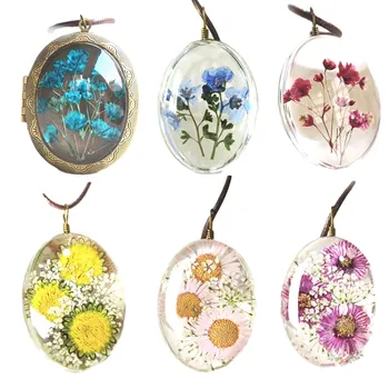 1 BUC Adevărat Naturale, Flori Uscate Colier Plin de stele Farmece Rotund de Sticla Pandantiv Colier Pentru Femei Cadouri Bijuterii Vintage