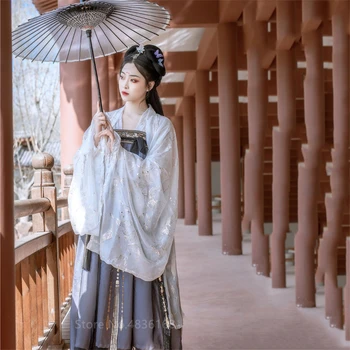 Hanfu Tradițională Chineză Costum De Zână Tang Costum Popular Femei Rochie De Folk Rochie Broderie Vechi De Anul Nou Haine Dans Halat