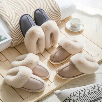Papuci Femei Casă Interior Pluș Bumbac Pantofi Anti-Alunecare Podea Acasă Slide-Uri Pentru Dormitor Perfect Cupluri Piele-Friendly