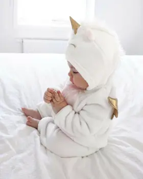 Copilul Nou-Născut Copil Unicorn Fete Fleece Romper Salopeta Jumper Costume Costum