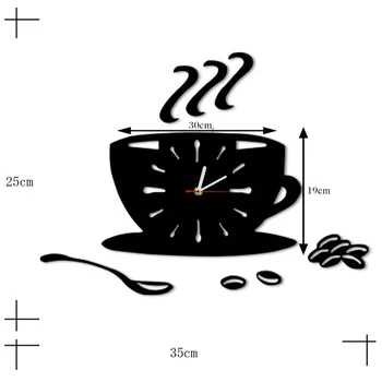 Ceașcă de cafea Cafenea, Magazin Moderne, Arta de Perete Ceas de Perete DIY Boabe de Cafea Acrilice Efect de Oglindă Agățat de Ceas de Cafea Decor Casa