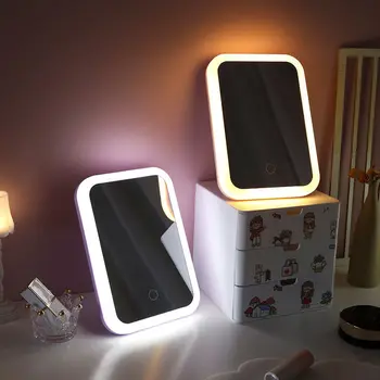LED oglindă de machiaj cu lampa de dormitor reîncărcabilă fete umple de lumină INS printesa portabil portabil oglindă de machiaj desktop